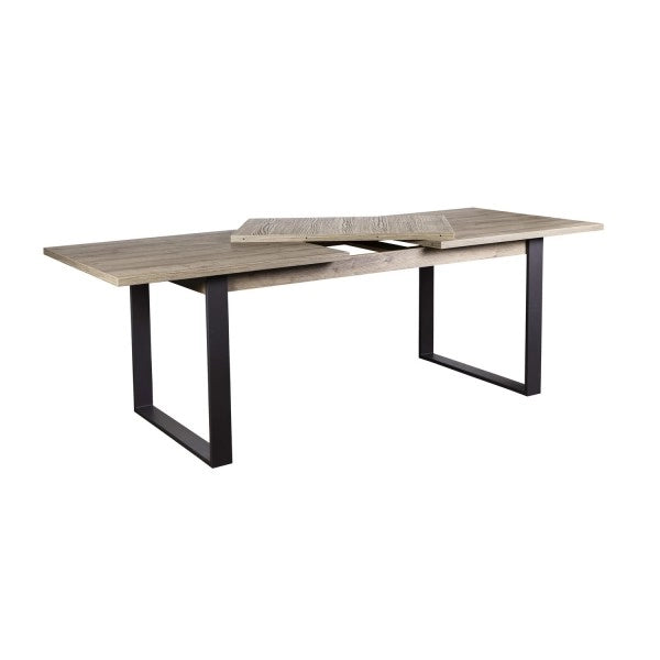 Tavolo allungabile in legno con gambe in ferro nere, 180/240 cm Rovere