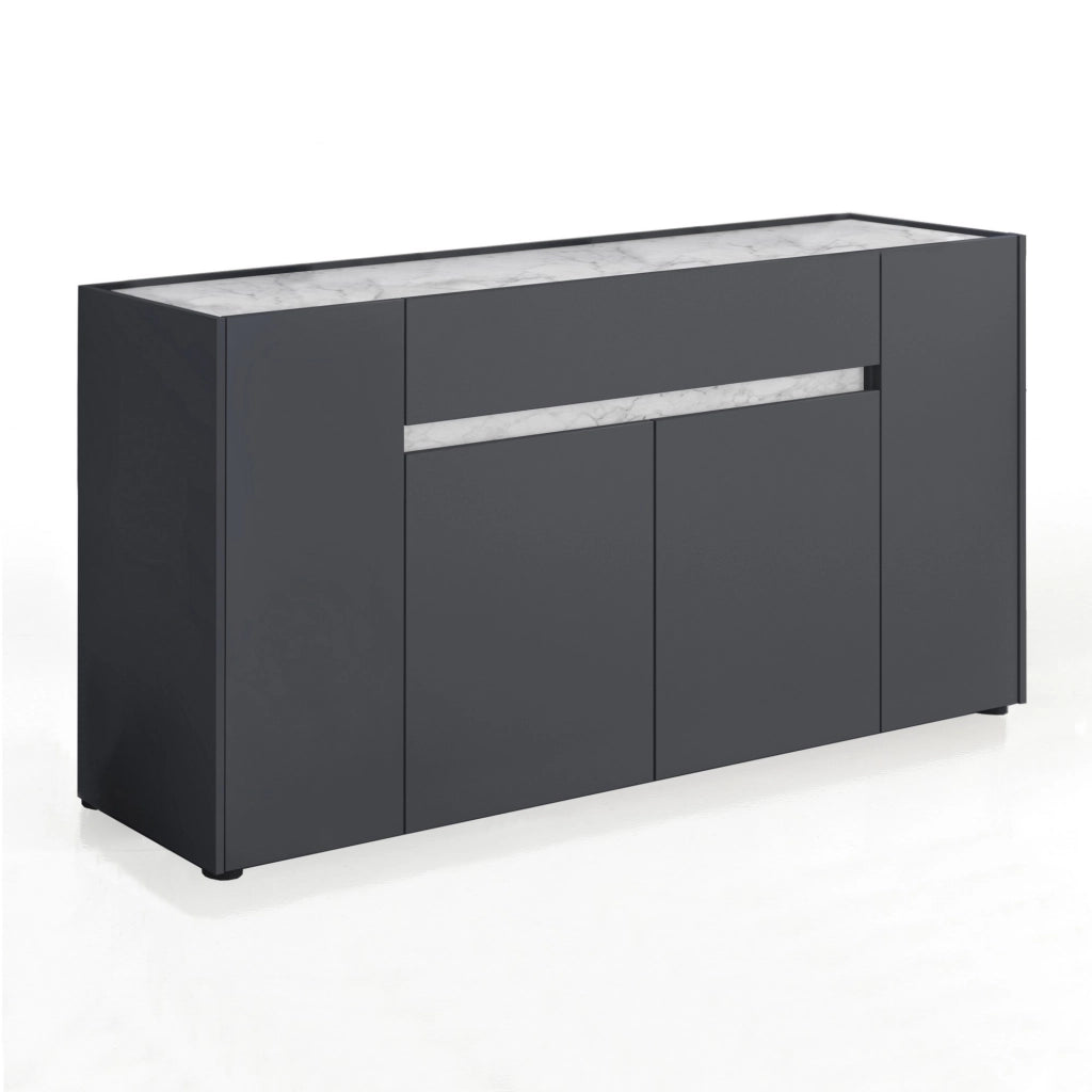 Madia 4 ante effetto legno grigia cm. H.85 x L.172 x P.39,5