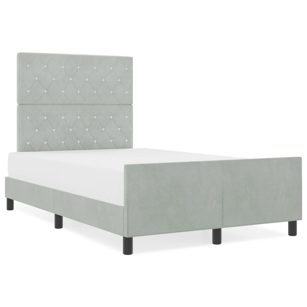 Struttura Letto Grigio Chiaro 120x190 cm in Velluto