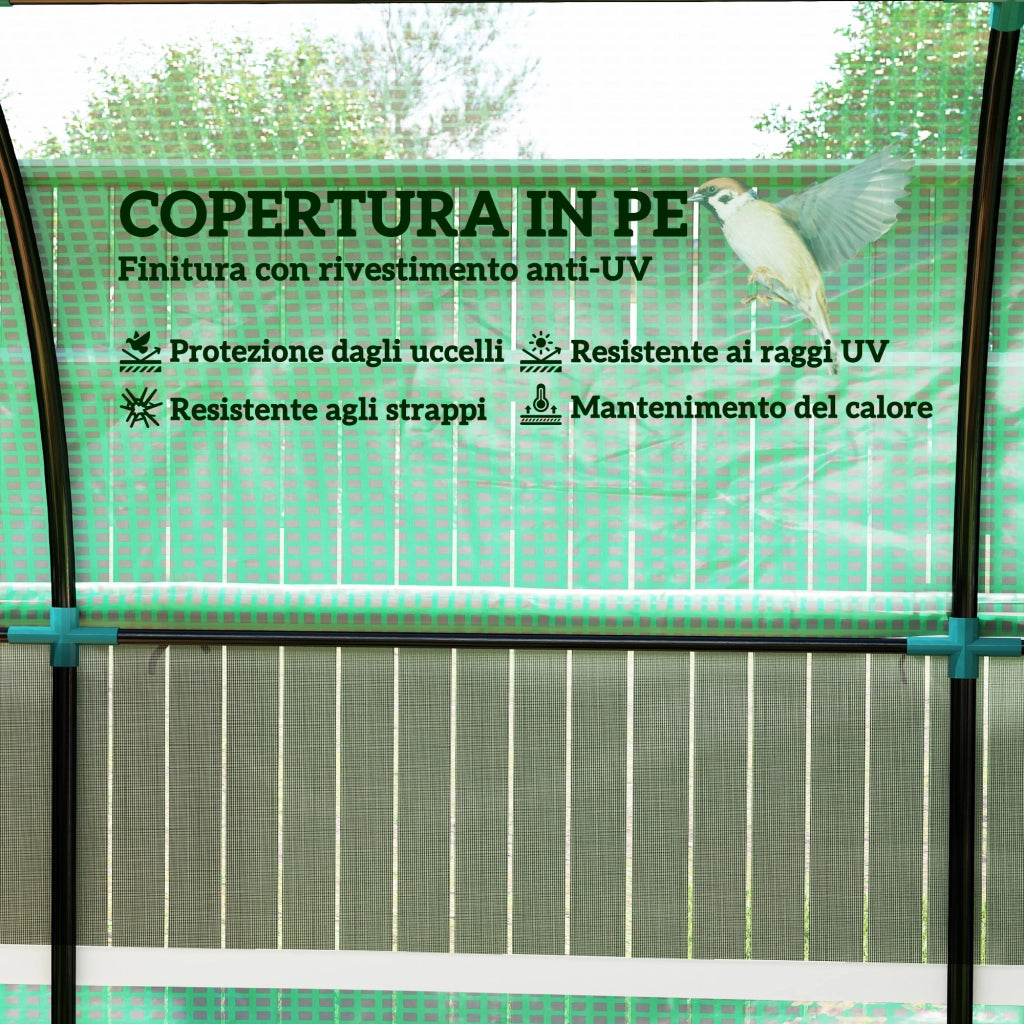 Serra da Giardino Tunnel ¨C zephmum ¨C 3x2x2 m Verde Acciaio PE Anti UV