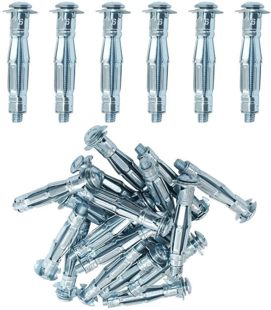 Set di 20 viti M6x80mm a espansione, chiodi per parete pesante, chiodi per gesso galvanizzati, chiodi per piastrelle di gesso, adatti per piastrelle di gesso, televisori, cordoni di tende, specchi, appendiasciuga, cornici per foto, ecc.