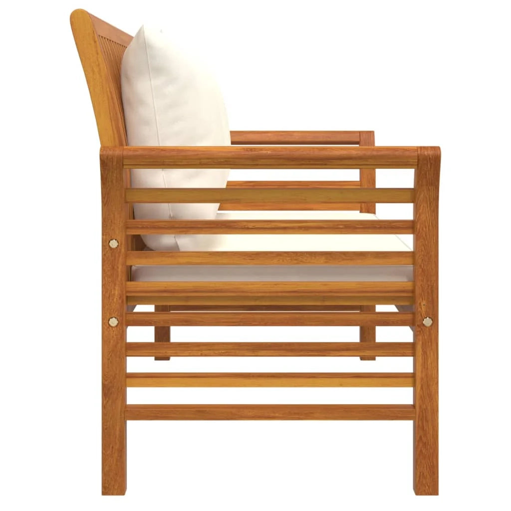Panca da giardino mobili da giardino per esterni divano da terrazza con cuscini bianco crema 120 x 60 x 81 cm legno massello di acacia 02_0011117