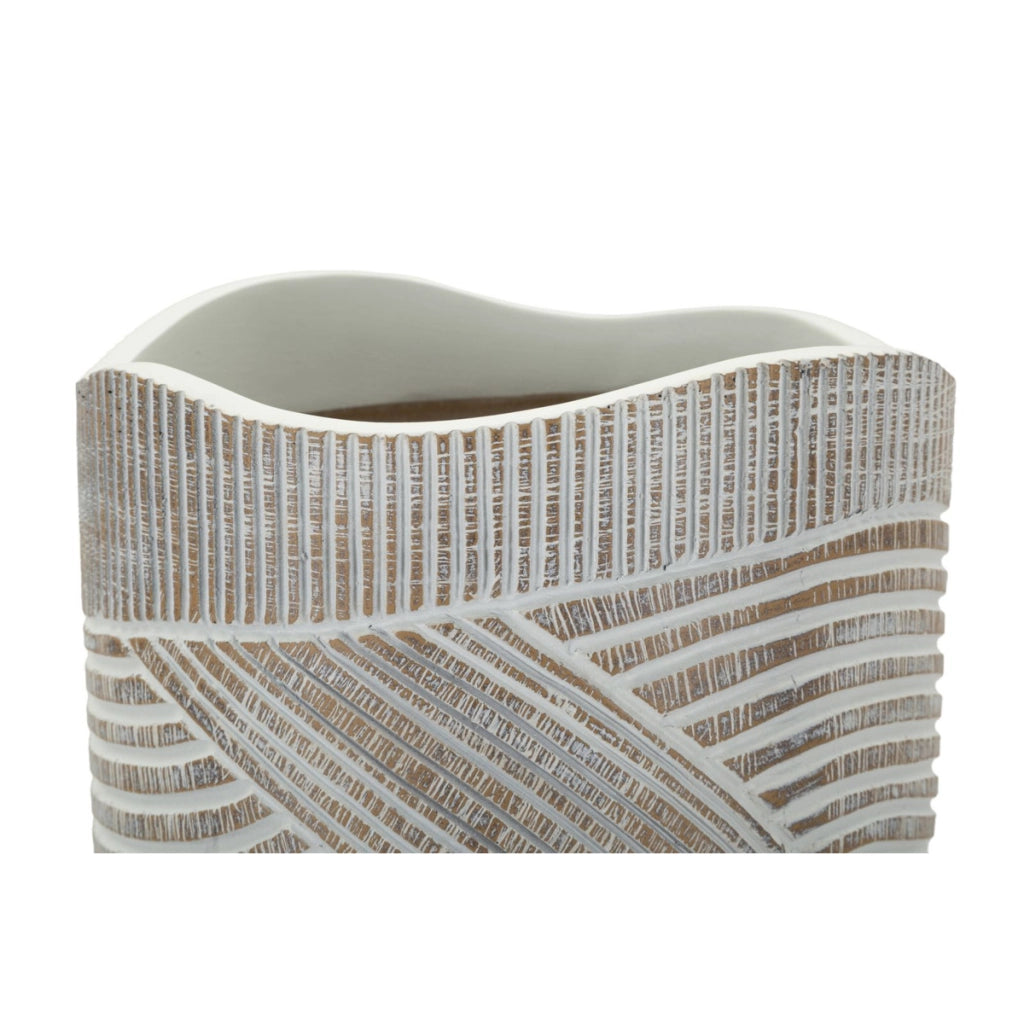 Vaso Decorativo Linee, Bianco, Poliresina, 55x19x19 cm