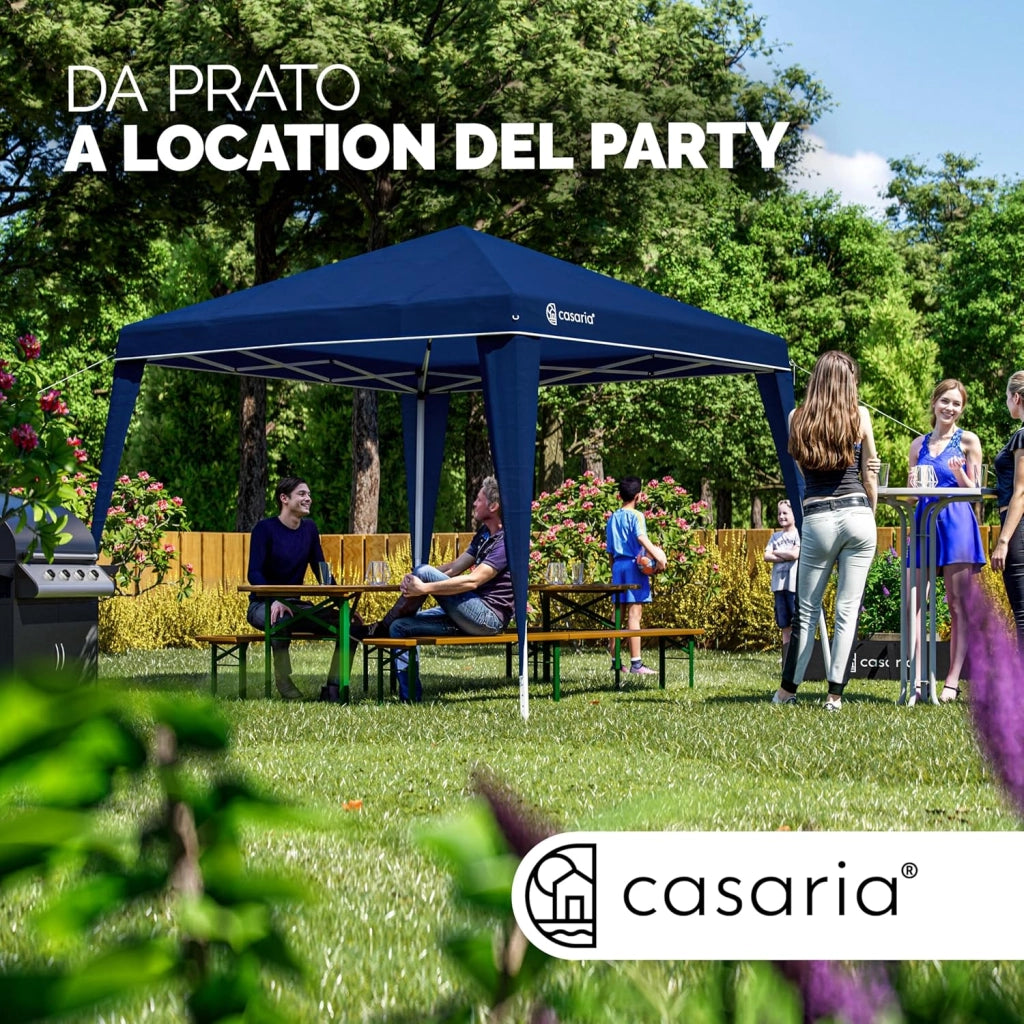 ® Gazebo da Giardino Capri 3x3m Pop-Up Protezione 50+ Impermiabile Tenda a Fisarmonica Blu