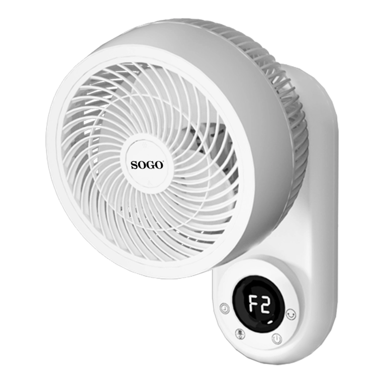 Ventilatore da parete 25 cm con telecomando, 50W 3 velocità e timer 12h, oscillazione automatica e funzione aroma - Sogo
