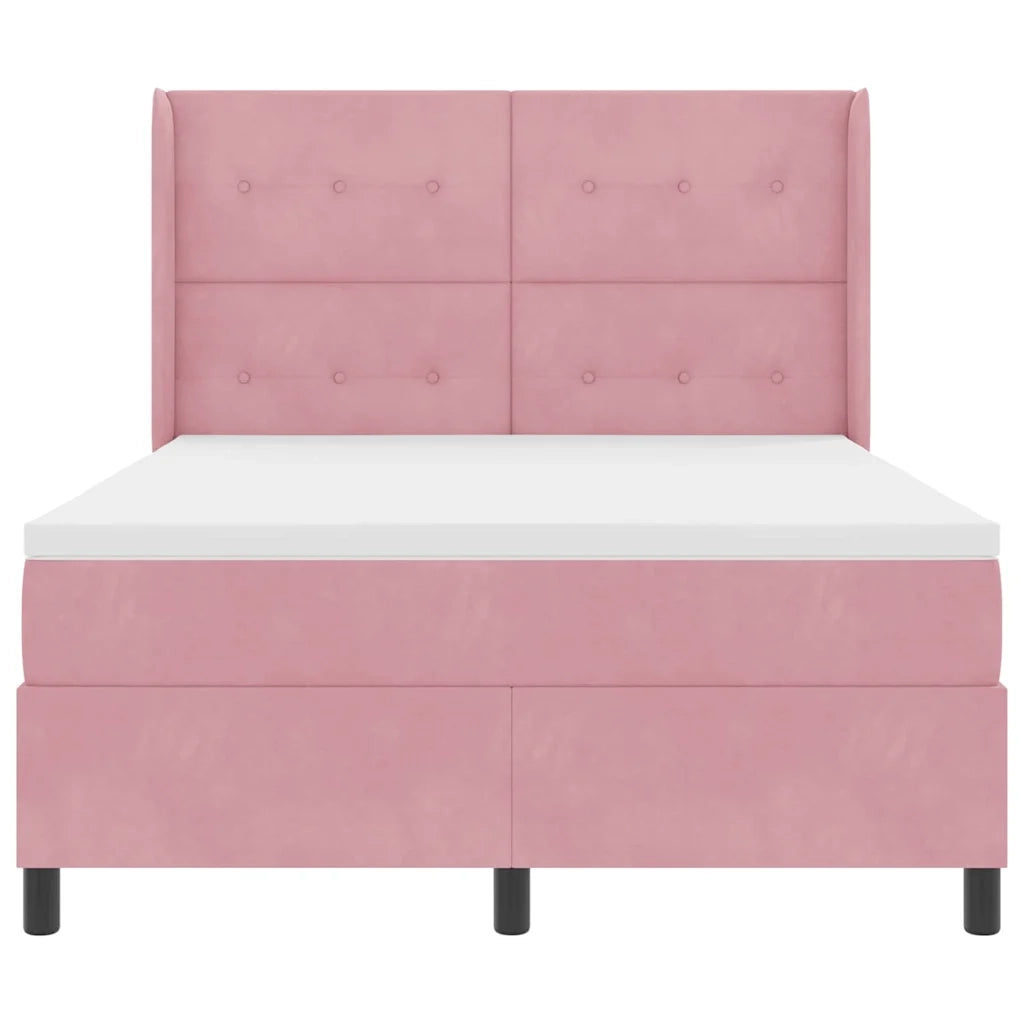 Letto a molle con materasso con led Rosa 160 x 200 cm Velluto 3343879