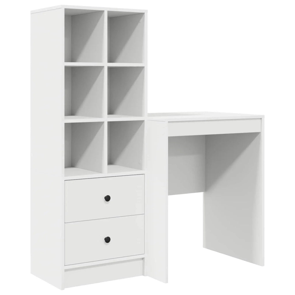 Scrivania con cassetto con lo scaffale 2 pcs Bianco 3337337