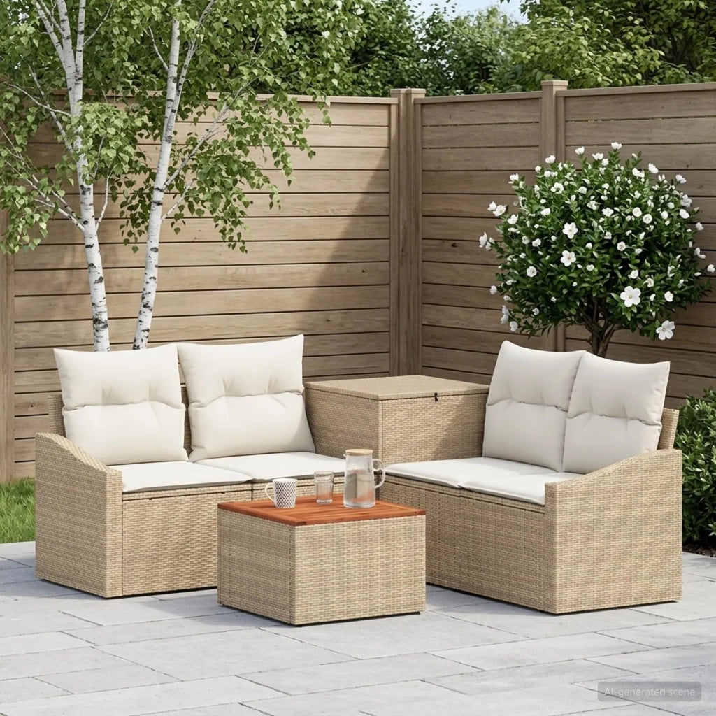 Set di divani 6 pz Beige e Bianco Crema 3447310