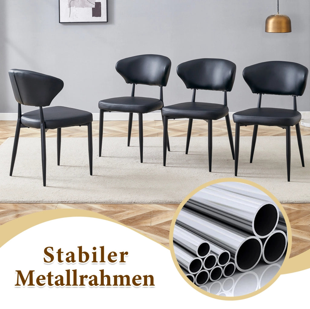 Set tavolo rotondo Ø100 cm con sedie; MDF e vetro; nero