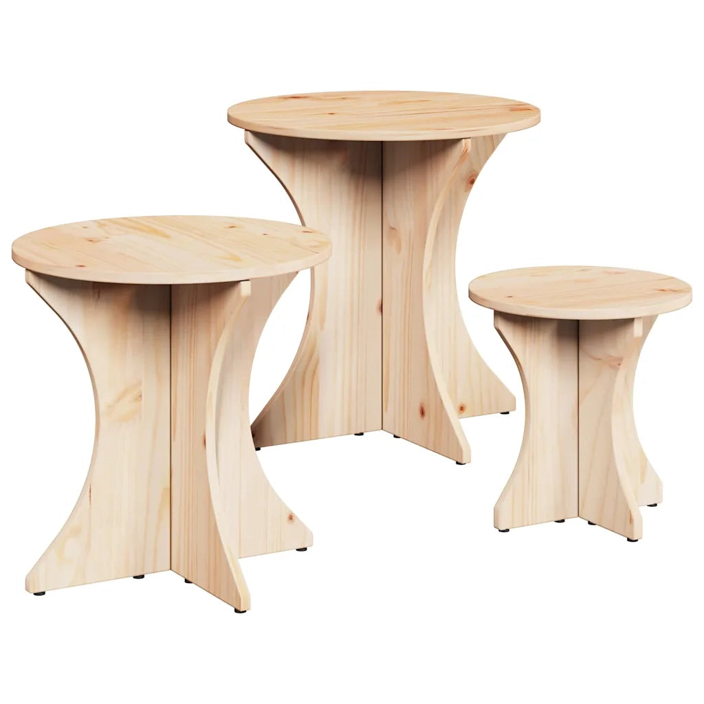 vidaXL Tavolino da salotto 3 pcs Naturale 46 x 46 x 47 cm