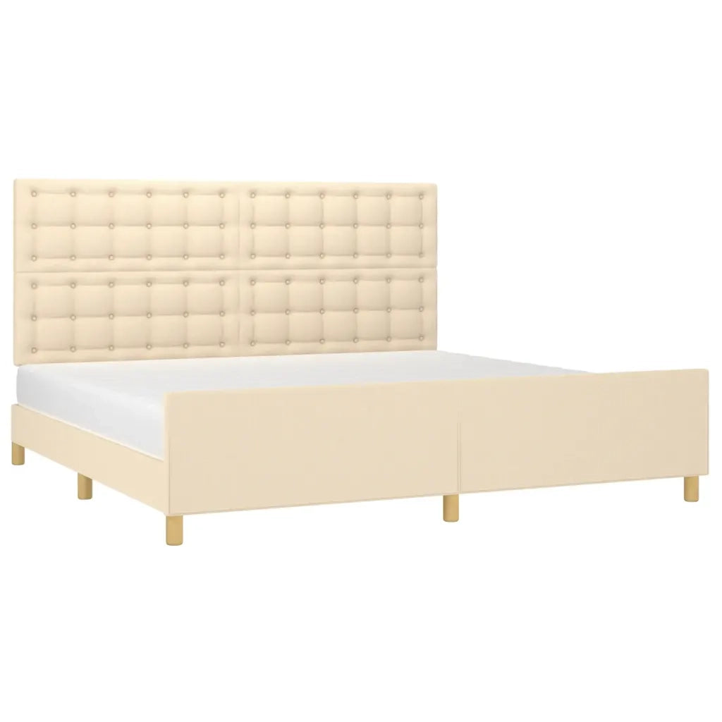 Giroletto senza Materasso-Struttura Letto Crema 200x200 cm in Tessuto 633515