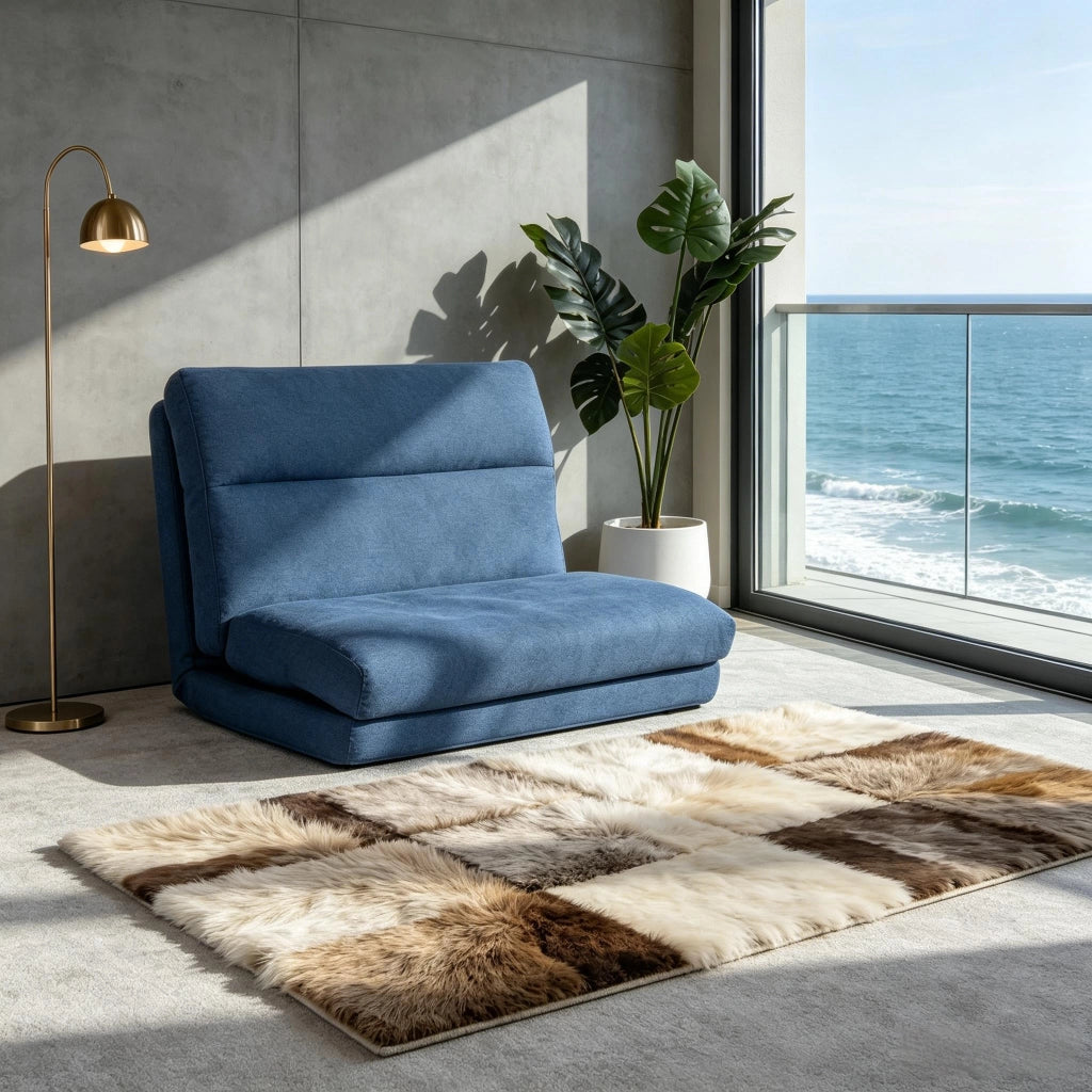 POLTRONA Reclinabile da pavimento 70x72x56 cm Blu in poliestere