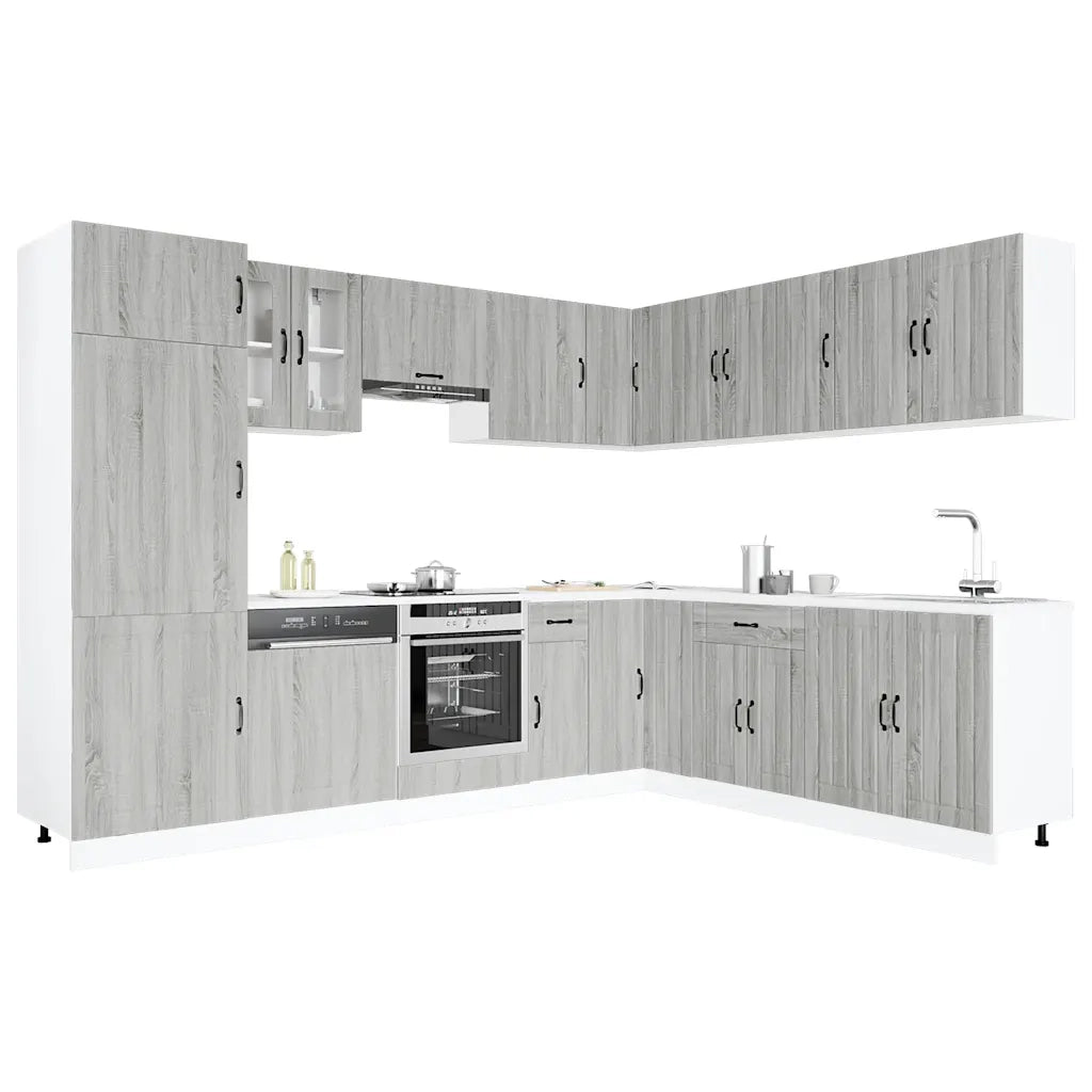 Set Mobili da Cucina 14 pz Lucca Grigio Sonoma in Truciolato 3314987