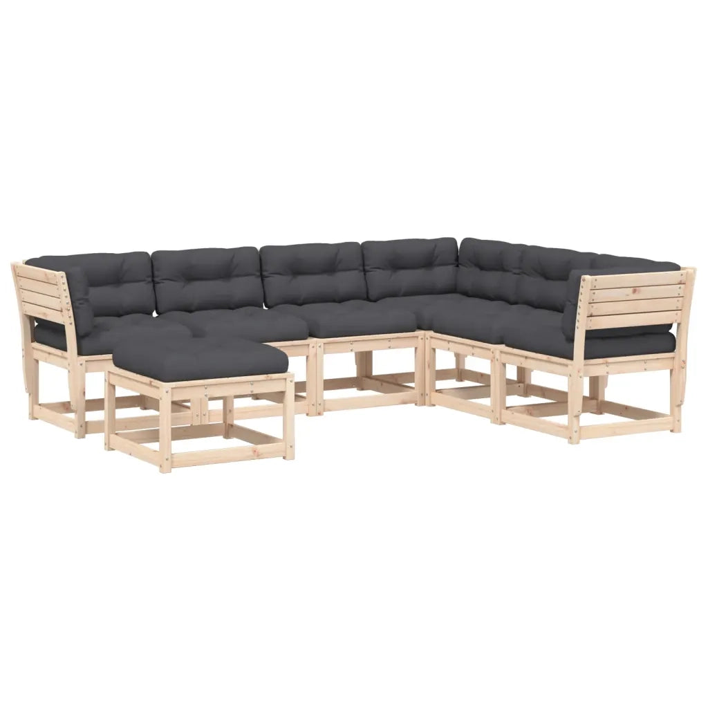 Set Salotto Giardino 7 pz Cuscini Antracite Legno Massello Pinocod mxl 90362