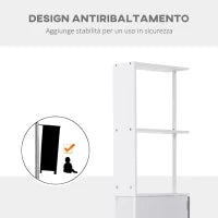 Colonna Bagno, Mobile Bagno Salvaspazio in Legno, Mobiletto con Armadietto, Ripiani e Cassetti, 15x33x136 cm, Grigio Chiaro