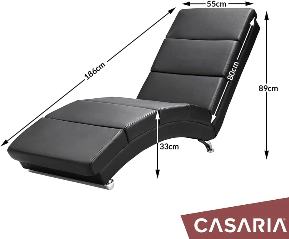 ® Poltrona Chaise Longue 186x89x55 cm Lettino Sdraio Ergonomico in Tessuto Imbottito Portata 180 kg Soggiorno Ufficio Interno Reclinabile Lettura