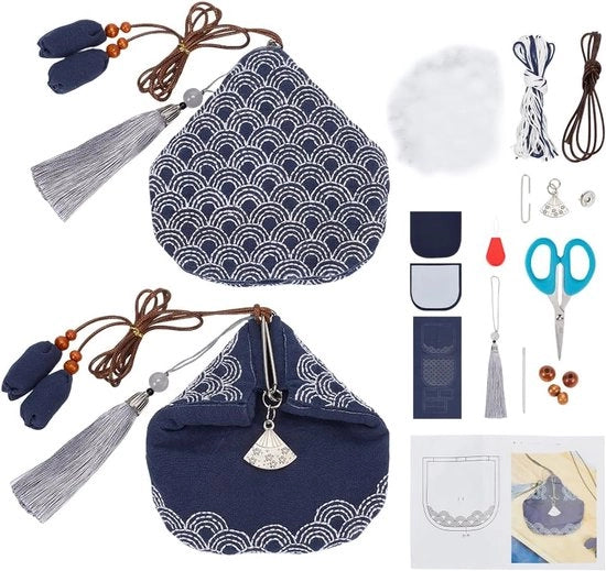 Kit di Sashiko per Portamonete - Punti di Aggiustamento a Mano per Principianti