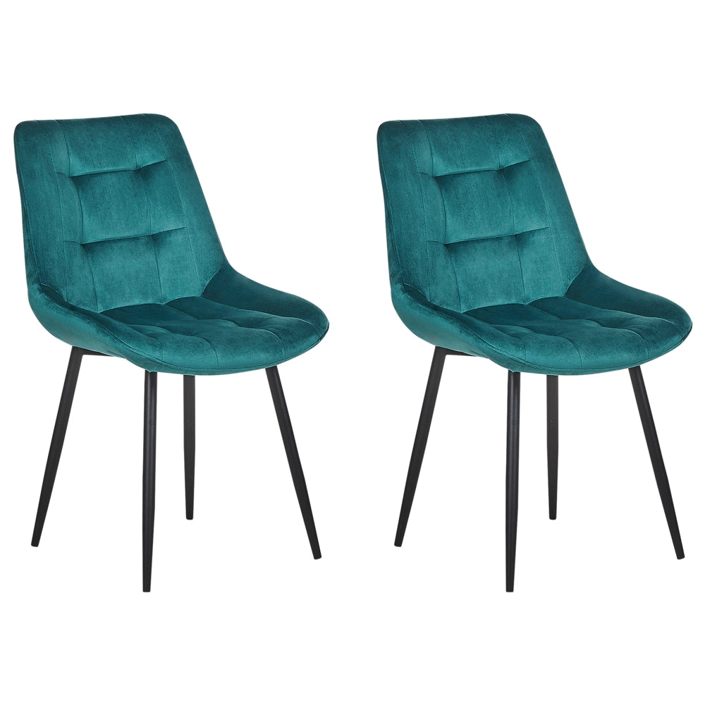 Set di 2 sedie da pranzo in velluto blu gambe in acciaio Nero sedie moderne imbottite