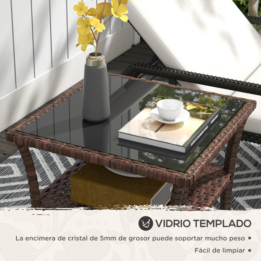 Tavolino da Giardino in Rattan ¨C zephmum ¨C Marrone 50x50x45 cm