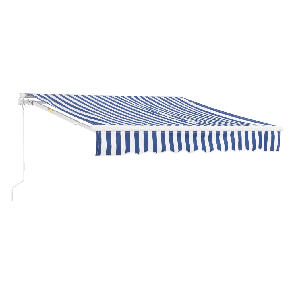 Tenda da Sole a Muro Bitonto con Bracci Estensibili e Manovella 350 x 250 cm (LxP) Blu/Bianco [en.casa]