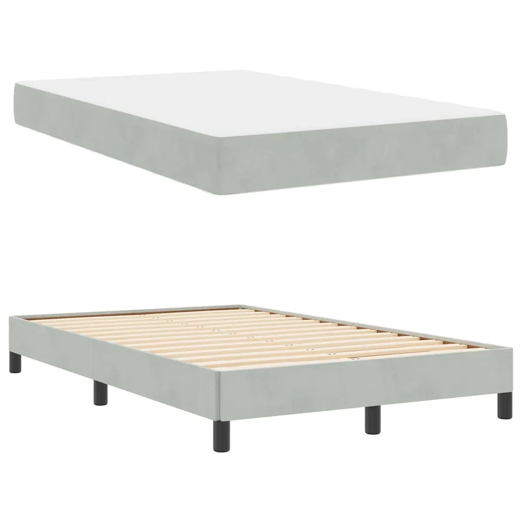 Letto a molle con materasso Grigio chiaro 120 x 220 cm Tessuto