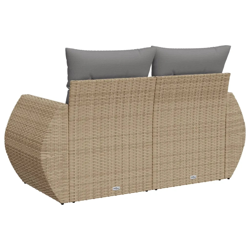 Divano da Giardino con Cuscini a 2 Posti-Sofa da Giardino-Divano da esterno Beige in Polyrattan 605486
