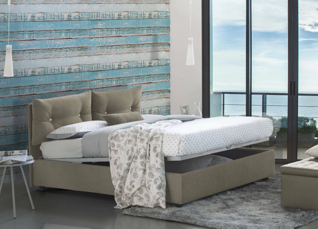 Letto Matrimoniale Artrax, Letto Matrimoniale Sfoderabile Made in Italy, Grigio Tortora\