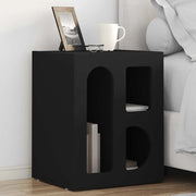 Comodino 2 pz-Set di 2 Tavolino da notte Nero 40 x 35 x 50 cm Legno multistrato