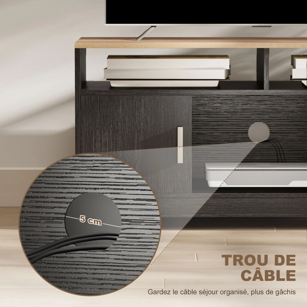 Mobile TV in legno con 2 nicchie e 2 ante ¨C Minimal ¨C 105x40x52 cm effetto legno nero