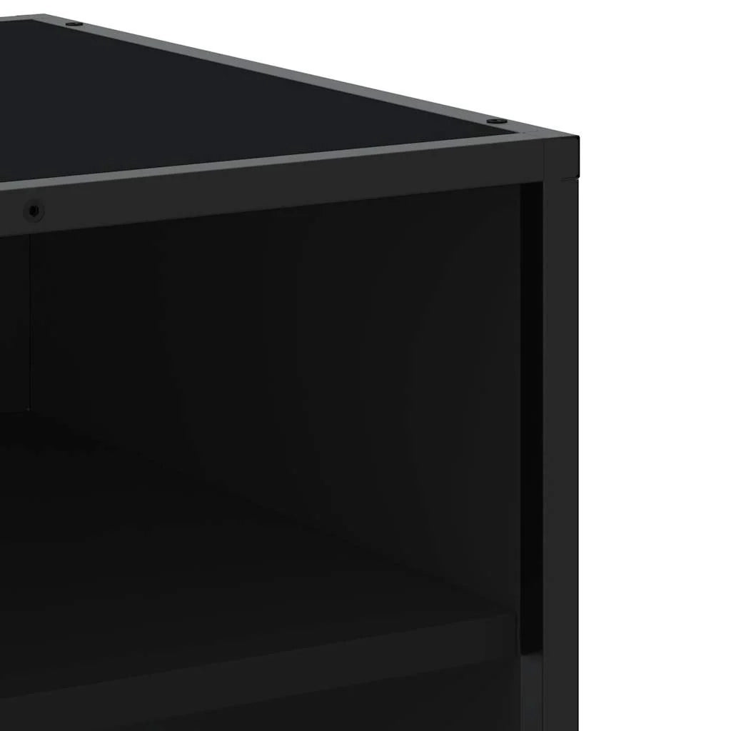 Mobile porta TV nero 180,5 x 40 x 46 cm con ampio vano contenitore stile industriale realizzato in legno composito nero 02_0055617