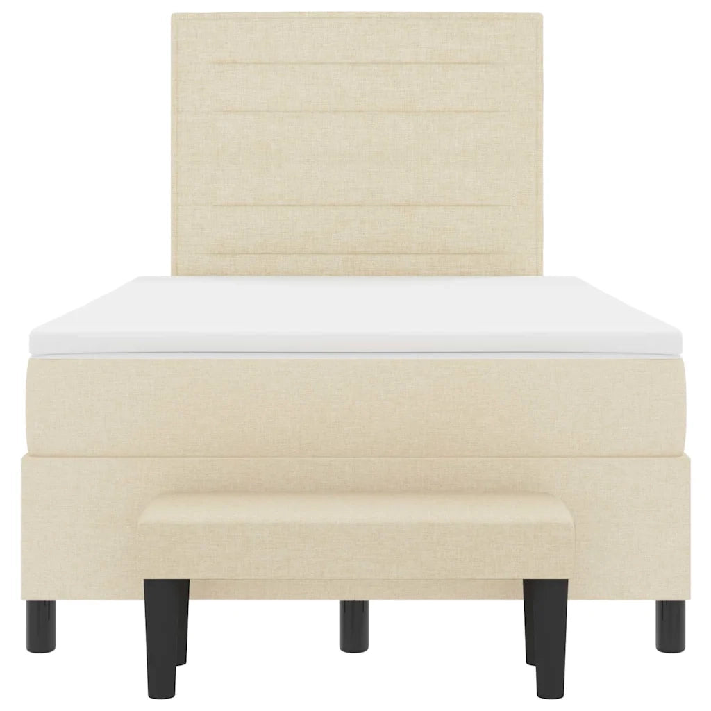 Letto a molle con testiera Crema 120 x 190 cm Tessuto