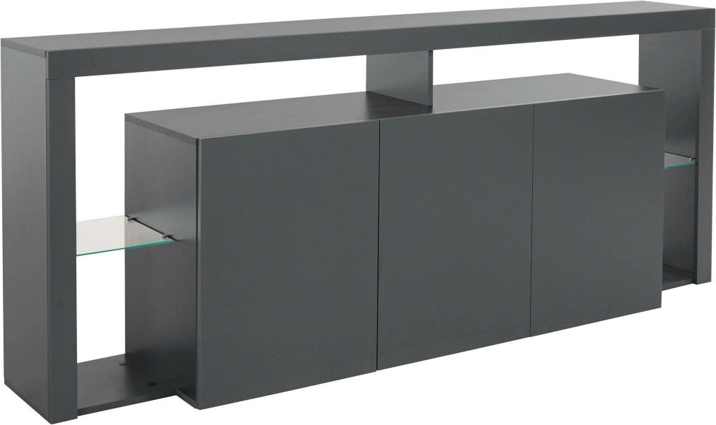Credenza Andale, Buffet da soggiorno a 3 ante, Madia da salotto, Credenza moderna, 100% Made in Italy, 200x40h80 cm, Antracite