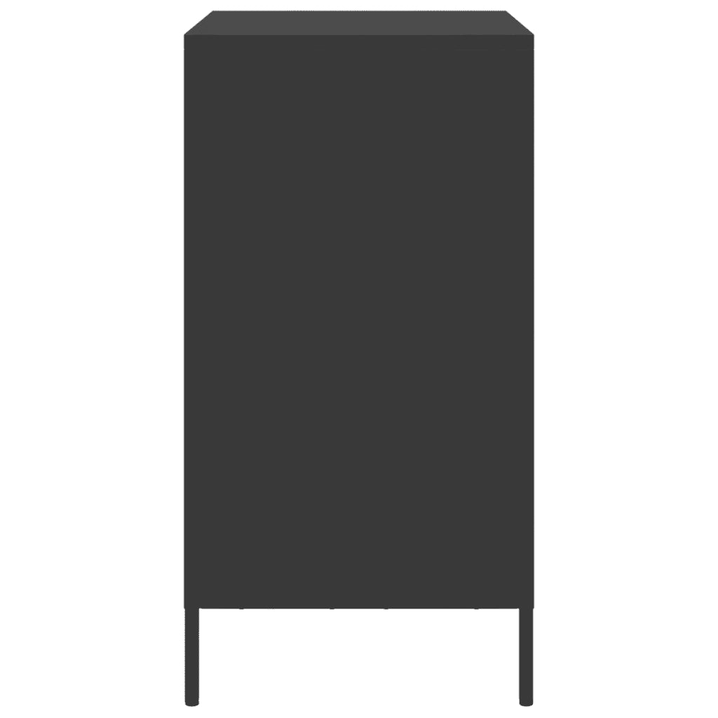 Credenza Nera 68x39x73,5 cm in Acciaio Laminato a Freddo
