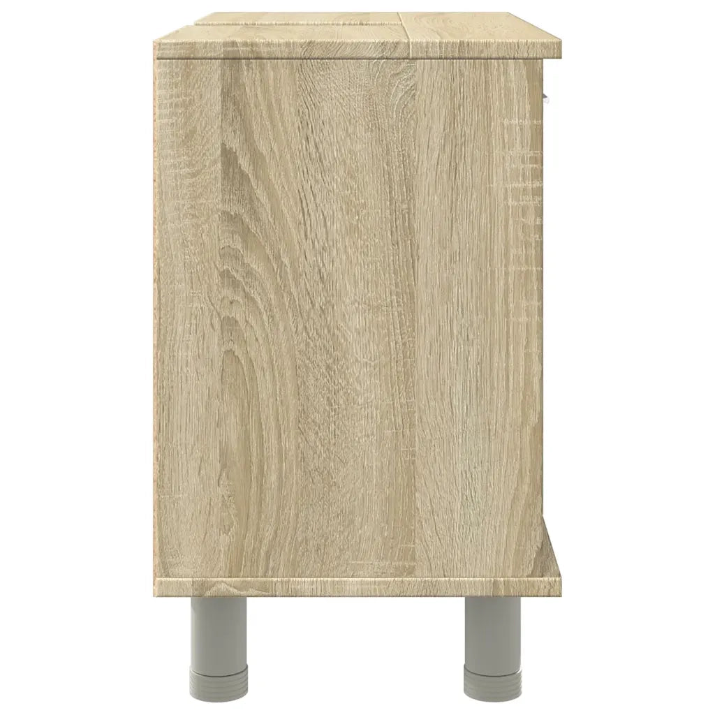 Mobiletto da bagno salvaspazio di design 60 x 32 x 53 cm realizzato in legno composito di rovere Sonoma 02_0050775