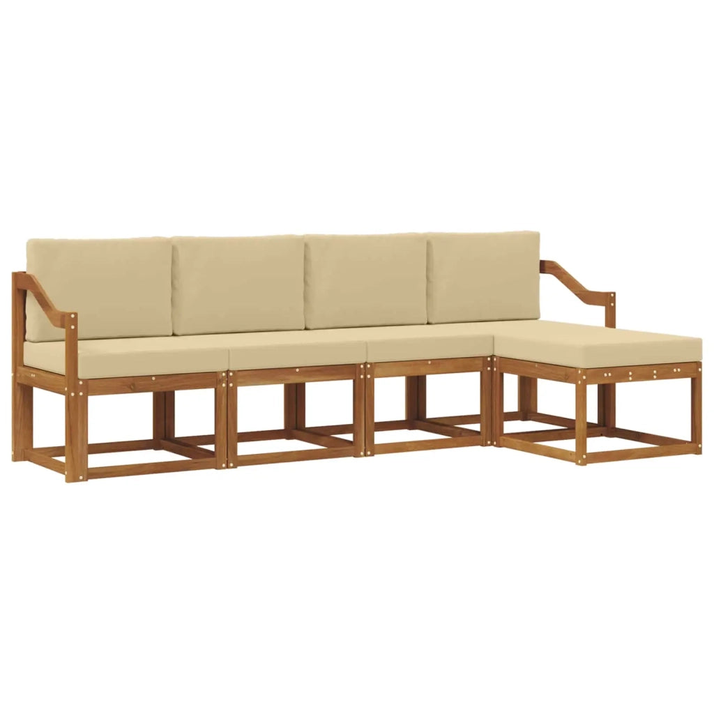 Set di divani da esterno con cuscino 5 pcs Naturale e Beige