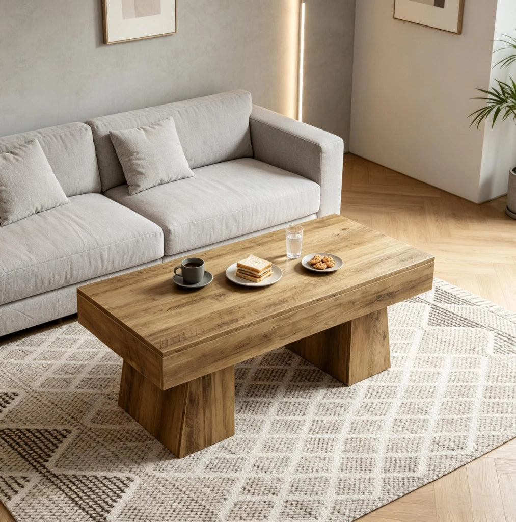 Tavolino da caffè rettangolare 120 x 60 x 50 cm in MDF marrone