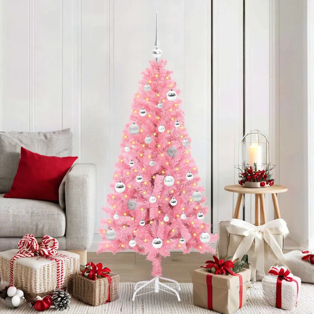 Albero di Natale | Decorazioni natalizie con 150 LED con supporto Rosa 150 cm PVC