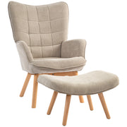 Poltrona Relax con Pouf ¨C Zephmum ¨C Tessuto Cord Marrone Chiaro