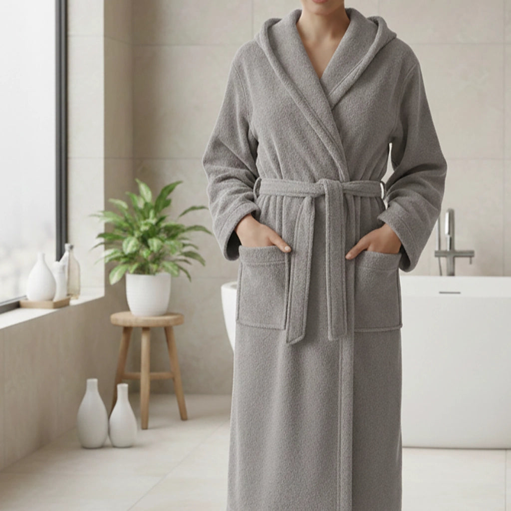 Satiza, Accappatoio 100% Cotone con Cappuccio, Grigio