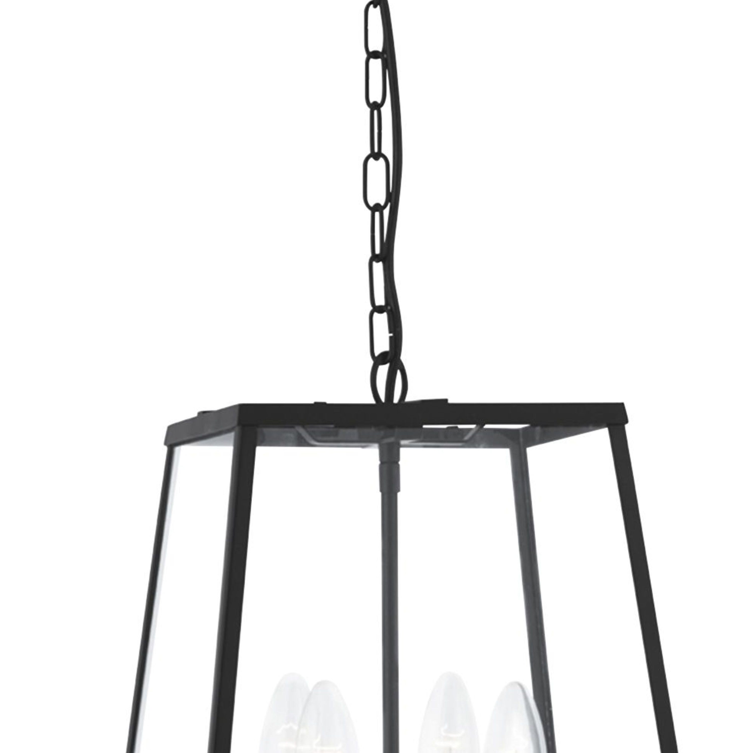 Sospensione Industrial-Nordico Lantern Noir Acciaio Nero Vetro 1 Luce E14