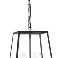 Sospensione Industrial-Nordico Lantern Noir Acciaio Nero Vetro 1 Luce E14