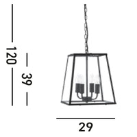 Sospensione Industrial-Nordico Lantern Noir Acciaio Nero Vetro 1 Luce E14
