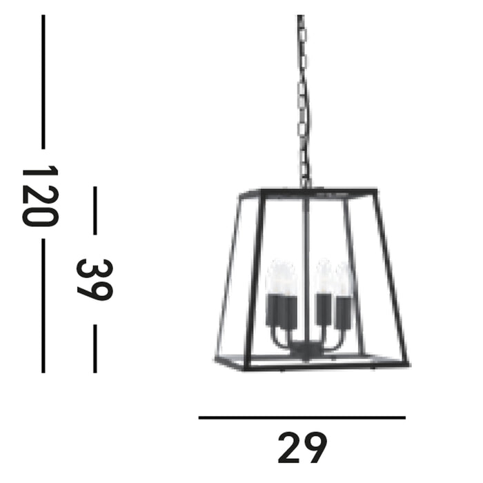 Sospensione Industrial-Nordico Lantern Noir Acciaio Nero Vetro 1 Luce E14