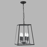 Sospensione Industrial-Nordico Lantern Noir Acciaio Nero Vetro 1 Luce E14