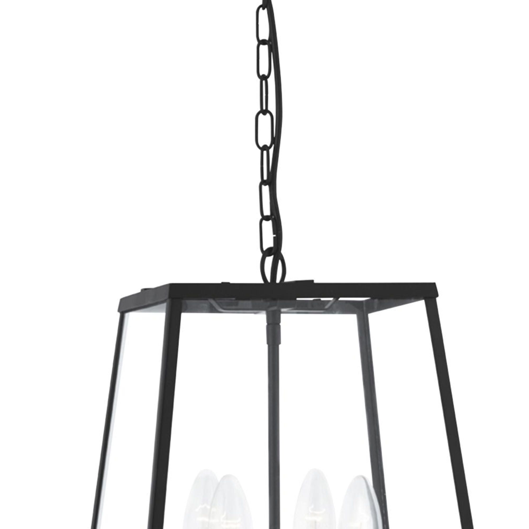 Sospensione Industrial-Nordico Lantern Noir Acciaio Nero Vetro 1 Luce E14