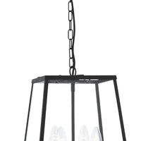 Sospensione Industrial-Nordico Lantern Noir Acciaio Nero Vetro 1 Luce E14