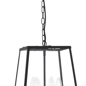 Sospensione Industrial-Nordico Lantern Noir Acciaio Nero Vetro 1 Luce E14