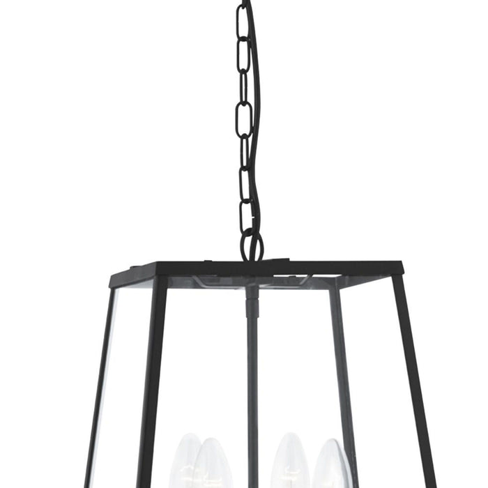 Sospensione Industrial-Nordico Lantern Noir Acciaio Nero Vetro 1 Luce E14