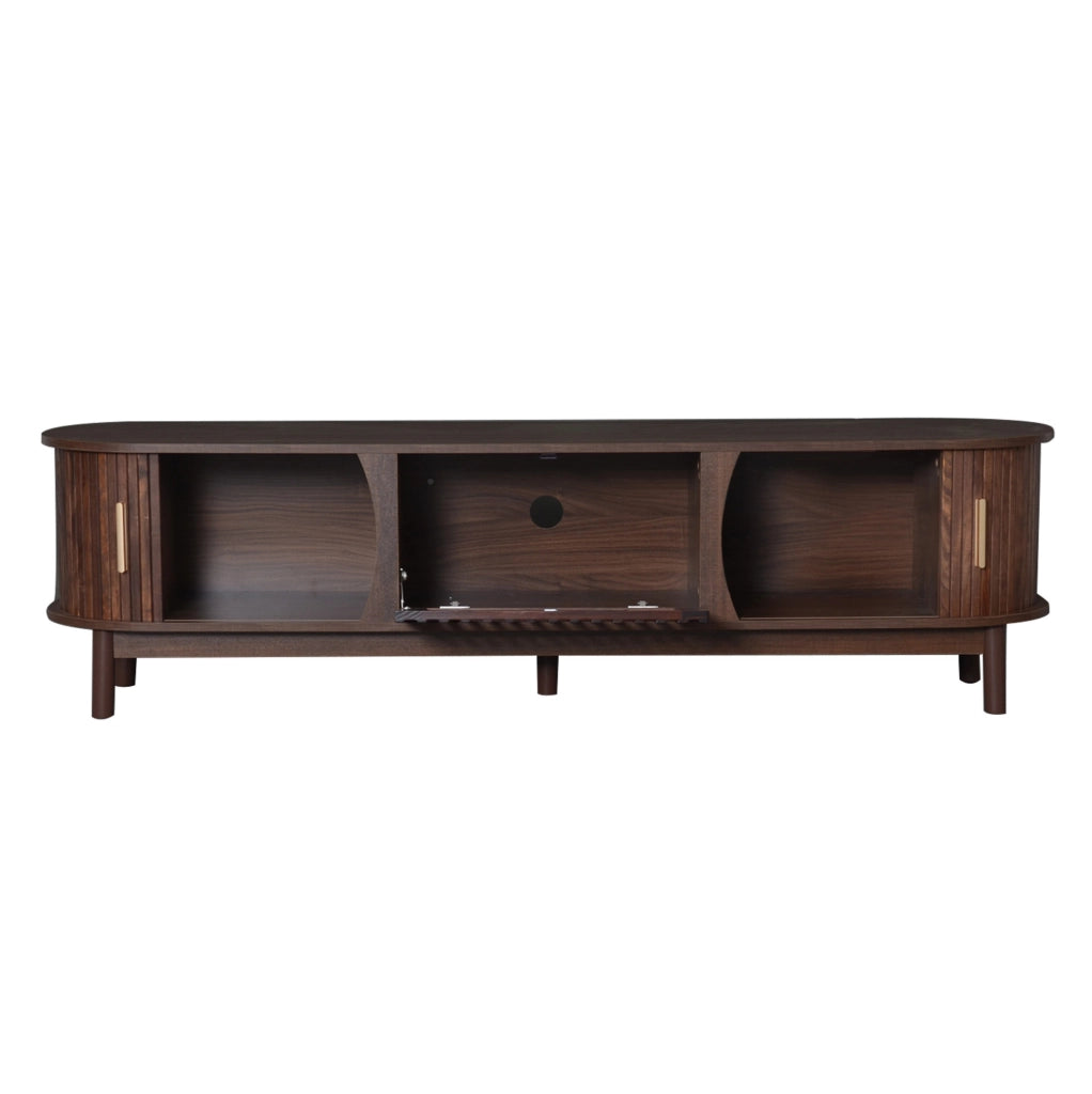 Mobile TV 165 cm in MDF marrone con ante scorrevoli e anta ribaltabile