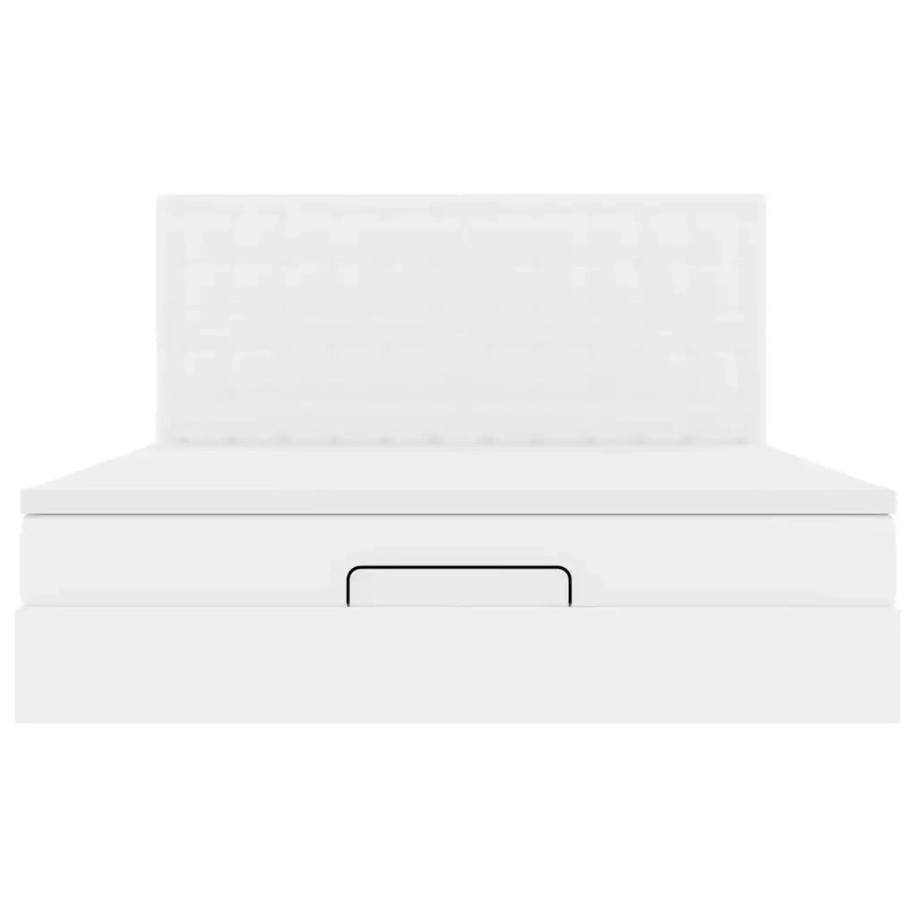 Struttura Letto Pouf con Materasso Bianco 180x200 cm Similpelle 3313866
